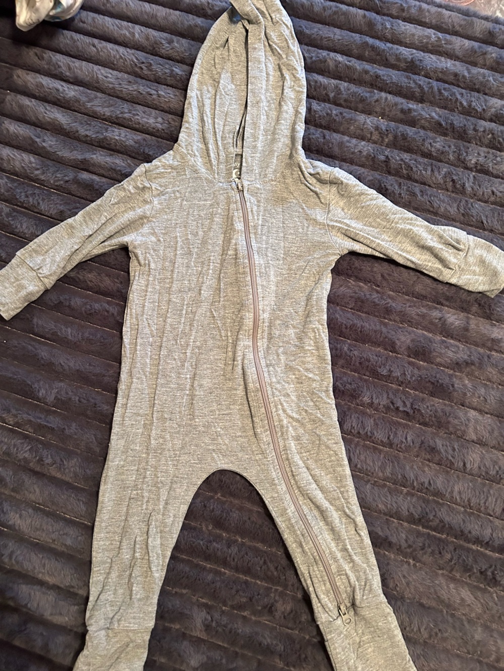 Bamboo Heather Gray Zip-Up Onesie